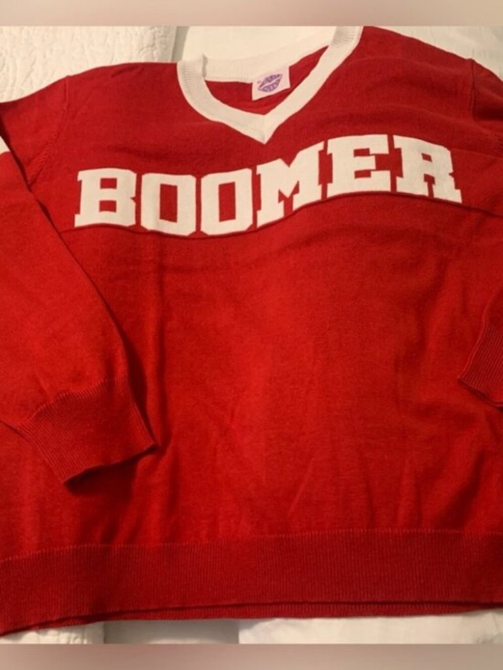 Sparkle City Red BOOMER V-Neck Sweater Size XL